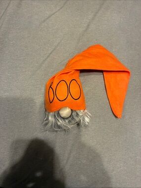 Halloween Gnome Costume Hat - Orange "Boo" Kids Accessory